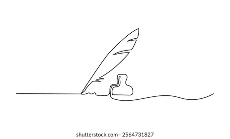 Continuous one line drawing writing pen ,minimalist linear illustration made of single line vector illustration