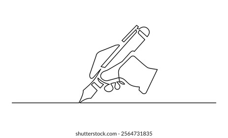 Continuous one line drawing writing pen ,minimalist linear illustration made of single line vector illustration