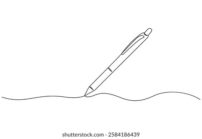 Continuous one line drawing writing pen isolated minimalist linear illustration, Continuous one line drawing of vintage pen. Vintage pen line art vector.