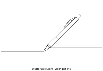 Continuous one line drawing writing pen isolated minimalist linear illustration, Continuous one line drawing of vintage pen. Vintage pen line art vector.