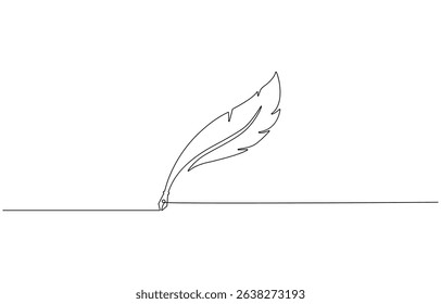 Continuous one line drawing of  Continuous one line drawing writing pen isolated minimalist linear  pen. Vintage pen Isolated background. Vector illustration.