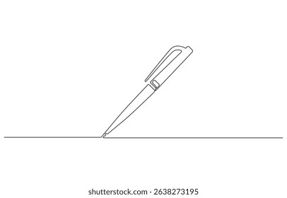 Continuous one line drawing of  Continuous one line drawing writing pen isolated minimalist linear  pen. Vintage pen Isolated background. Vector illustration.