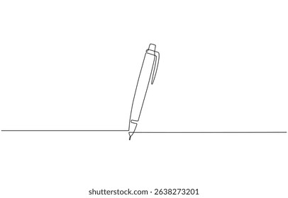 Continuous one line drawing of  Continuous one line drawing writing pen isolated minimalist linear  pen. Vintage pen Isolated background. Vector illustration.