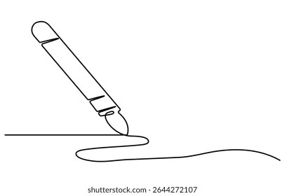 Continuous one line drawing writing pen isolated minimalist linear illustration made of single line vector illustration.