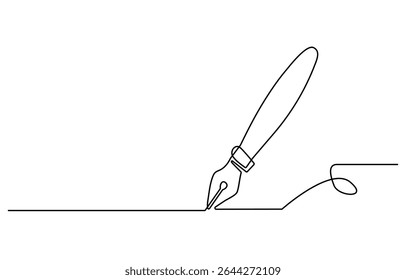 Continuous one line drawing writing pen isolated minimalist linear illustration made of single line vector illustration.