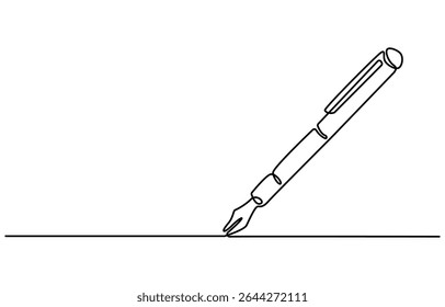 Continuous one line drawing writing pen isolated minimalist linear illustration made of single line vector illustration.