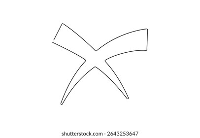 Continuous one line drawing Wrong Mark. Line Art wrong Marks Symbol. wrong mark , An icon of a cross drawn with a solid line. Continuous line x.