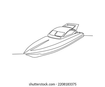 Continuous one line drawing of Yacht. Boat line art drawing vector illustration. Luxury boat hand drawn.