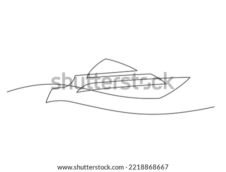 Continuous one line drawing of yacht. Sport boat on white background. Vector illustration