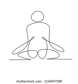 Dibujo continuo de yoga de una línea, concepto abstracto de vida saludable. minimalismo con una sola mano. Diseño de simplicidad de ilustración vectorial. Persona haciendo ejercicio en posición de loto