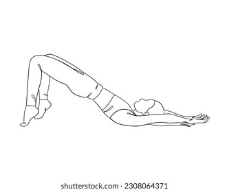 Continuous one line drawing of yoga woman poses. Vector illustration.