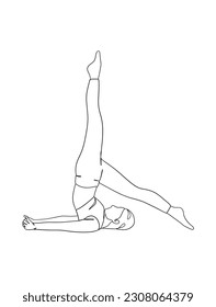 Kontinuierliche Zeichnung einer Yoga-Frau Pose. Vektorgrafik.