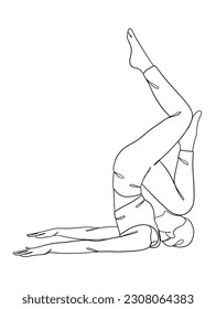 Kontinuierliche Zeichnung einer Yoga-Frau Pose. Vektorgrafik.