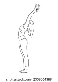 Continuous one line drawing of yoga woman poses. Vector illustration.