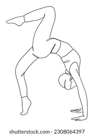 Dibujo continuo de una línea de una mujer de yoga posa. Ilustración vectorial.
