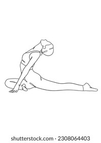 Dibujo continuo de una línea de una mujer de yoga posa. Ilustración vectorial.