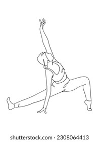 Continuous one line drawing of yoga woman poses. Vector illustration.