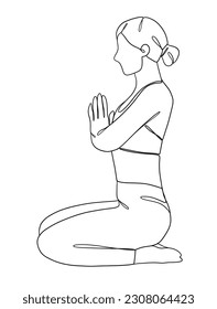 Continuous one line drawing of yoga woman poses. Vector illustration.