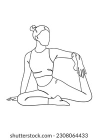 Continuous one line drawing of yoga woman poses. Vector illustration.