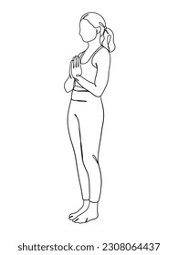 Continuous one line drawing of yoga woman poses. Vector illustration.