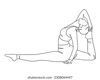 Continuous one line drawing of yoga woman poses. Vector illustration.