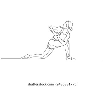 Continuous one line drawing of yoga. Single line drawing illustration of women yoga pose. Yoga, Meditation, Healty body, and Relaxtation concept line art. Editable outline.