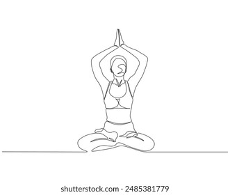 Kontinuierliche eine Linie Zeichnung von Yoga. Einzelne Linie Zeichnung Illustration der Frauen Yoga Pose. Yoga, Meditation, Gesundheit Körper und Entspannung Konzept Line Art. Editable Outline.