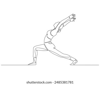 Dibujo continuo de una línea de yoga. Ilustración de dibujo de una sola línea de la pose de yoga de las mujeres. Yoga, meditación, cuerpo sano, y relajación arte de la línea de concepto.