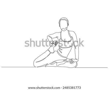Continuous one line drawing of yoga. Single line drawing illustration of women yoga pose. Yoga, Meditation, Healty body, and Relaxtation concept line art. Editable outline.