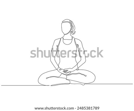 Continuous one line drawing of yoga. Single line drawing illustration of women yoga pose. Yoga, Meditation, Healty body, and Relaxtation concept line art. Editable outline.