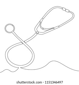 Continuous one line drawn design stethoscope vector illustration