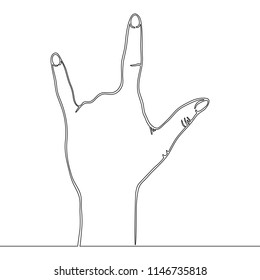 Continuous one line drawn Vector Line Art Rock Gesture Vector illustration