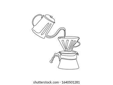 Continuous one line A dripper of coffee.