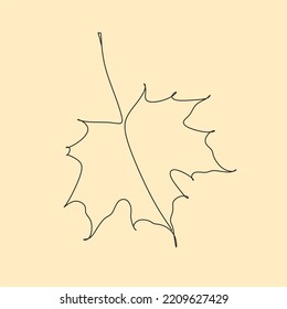 Continuous one line of edible maple in silhouette. Minimal style autumn leaves. Perfect for cards, party invitations, posters, stickers, clothing. Black abstract icon.