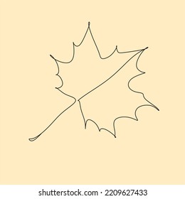 Continuous one line of edible maple in silhouette. Minimal style autumn leaves. Perfect for cards, party invitations, posters, stickers, clothing. Black abstract icon.