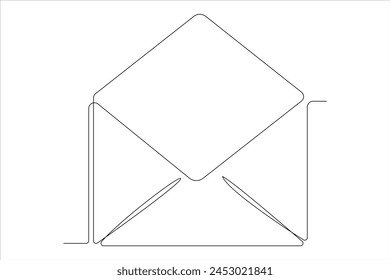 Fortlaufende einzeilige E-Mail-Umriss Handgezeichnetes Symbol Vektorgrafik Abbildung 