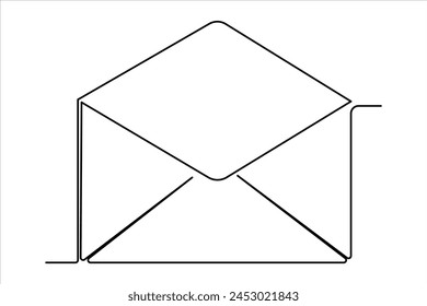 Fortlaufende einzeilige E-Mail-Umriss Handgezeichnetes Symbol Vektorgrafik Abbildung 