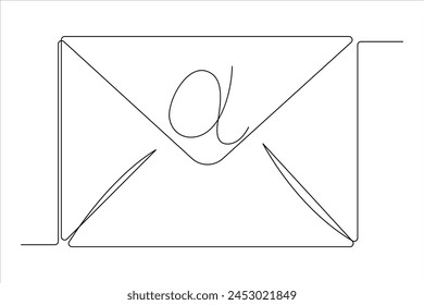 Continuous one line email outline Hand Drawn Symbol vector art illustration 