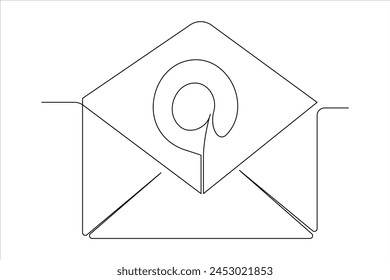 Ilustración continua del Arte vectorial del símbolo dibujado a mano del esquema del correo electrónico de una línea 