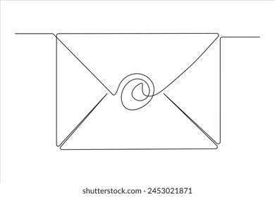 Continuous one line email outline Hand Drawn Symbol vector art illustration 