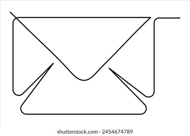 Continuous one line email outline hand drawn symbol vector art illustration 