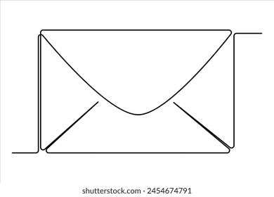 Continuous one line email outline hand drawn symbol vector art illustration 