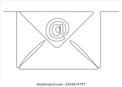 Continuous one line email outline hand drawn symbol vector art illustration 