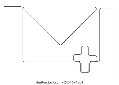 Ilustración de Arte vectorial dibujada a mano de contorno de correo electrónico de una línea continua 