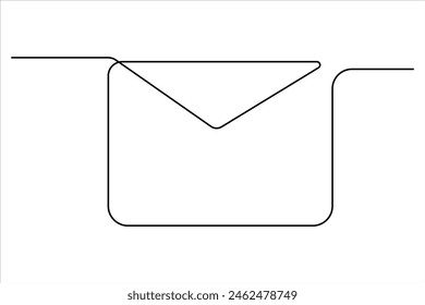Continuous one line email outline hand drawn symbol vector art illustration 