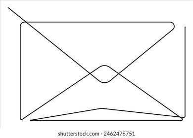 Continuous one line email outline hand drawn symbol vector art illustration 