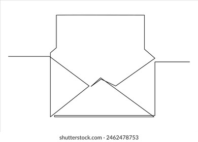 Continuous one line email outline hand drawn symbol vector art illustration 