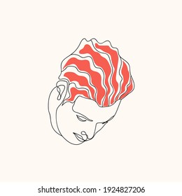 Continuous one line face art, Abstract face line art in minimal style