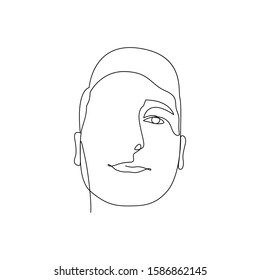 Continuous one line face of man. Stock vector illustration.