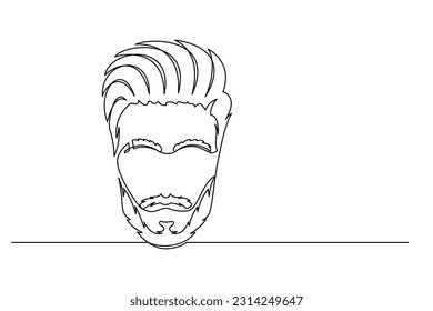 Continuo hombre de una línea. Hombre de rostro vintage aislado en un fondo blanco. Concepto de Barbershop. Ilustración del vector